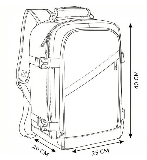 Plecak ergonomiczny 40x20x25 bagaż podręczny szary Zurych