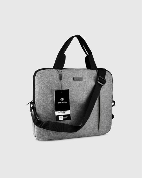 Szara Torba na laptopa 15,6" cali Zagatto ZG683/ZG713 - zdjęcie od frontu, pod kątem, główne