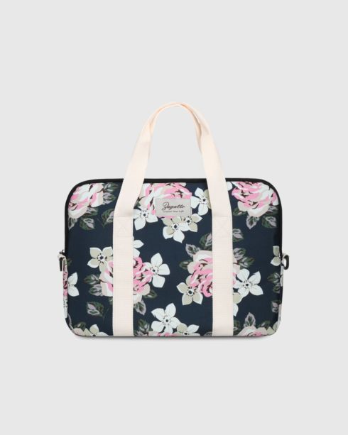 Torba na laptopa w różowe kwiaty z beżowym paskiem 15,6" cali Zagatto ZG678 - zdjęcie główne
