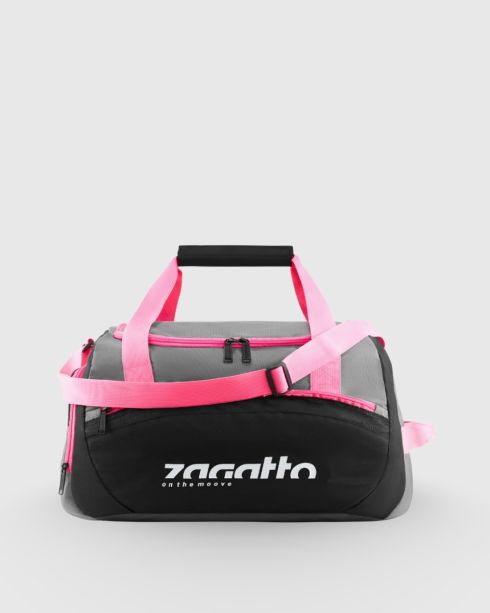 Torba sportowa damska, czarna z różowymi detalami, ZG819